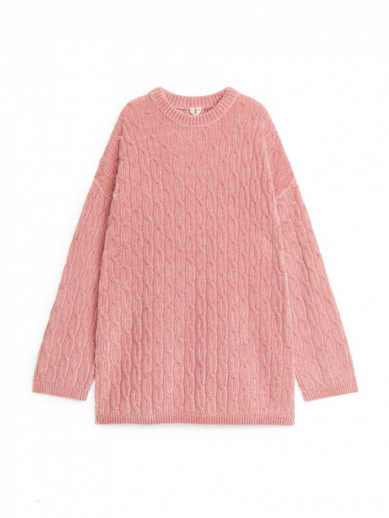 Pulover Arket Cable-Knit Chenille Dama Corai | Romania-HCSU20693