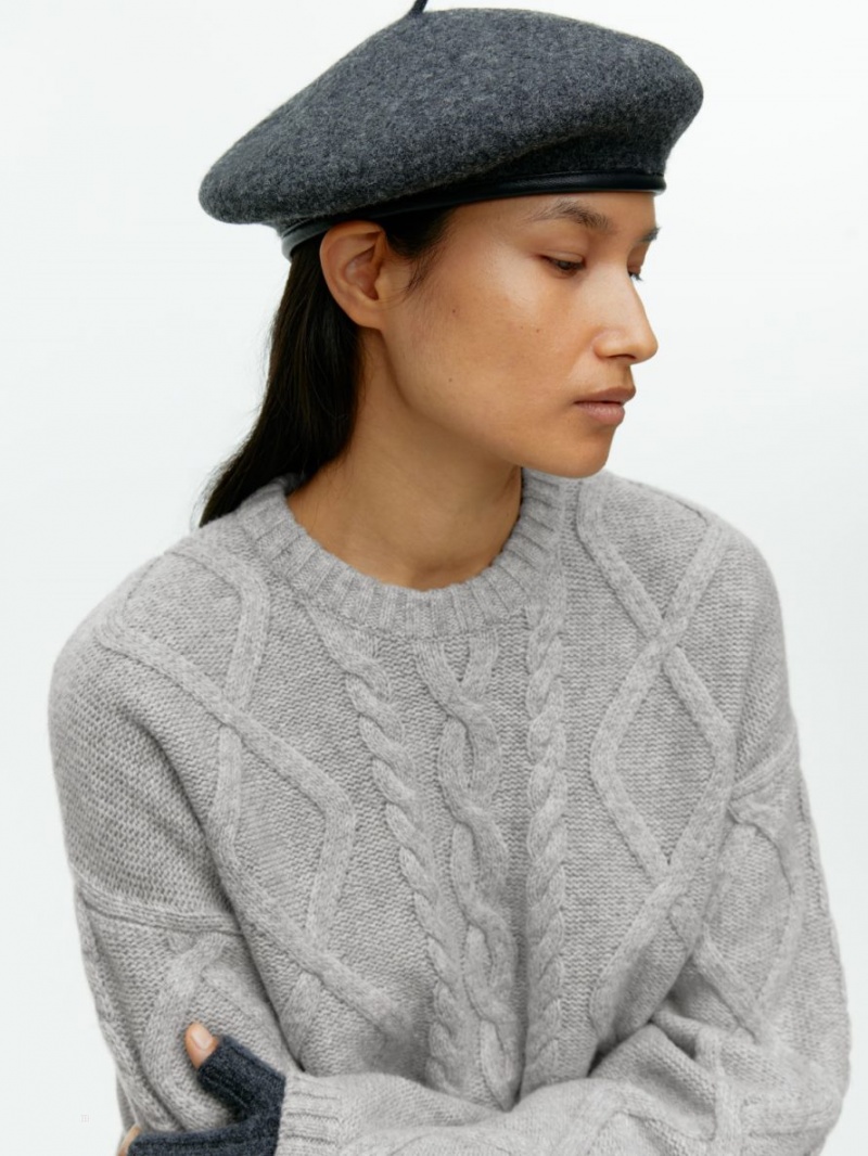 Pulover Arket Cable-Knit Lână Dama Gri | Romania-OXQK76089