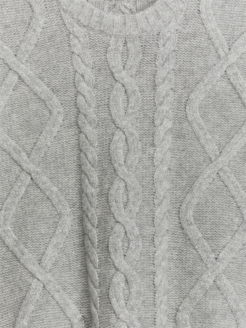 Pulover Arket Cable-Knit Lână Dama Gri | Romania-OXQK76089
