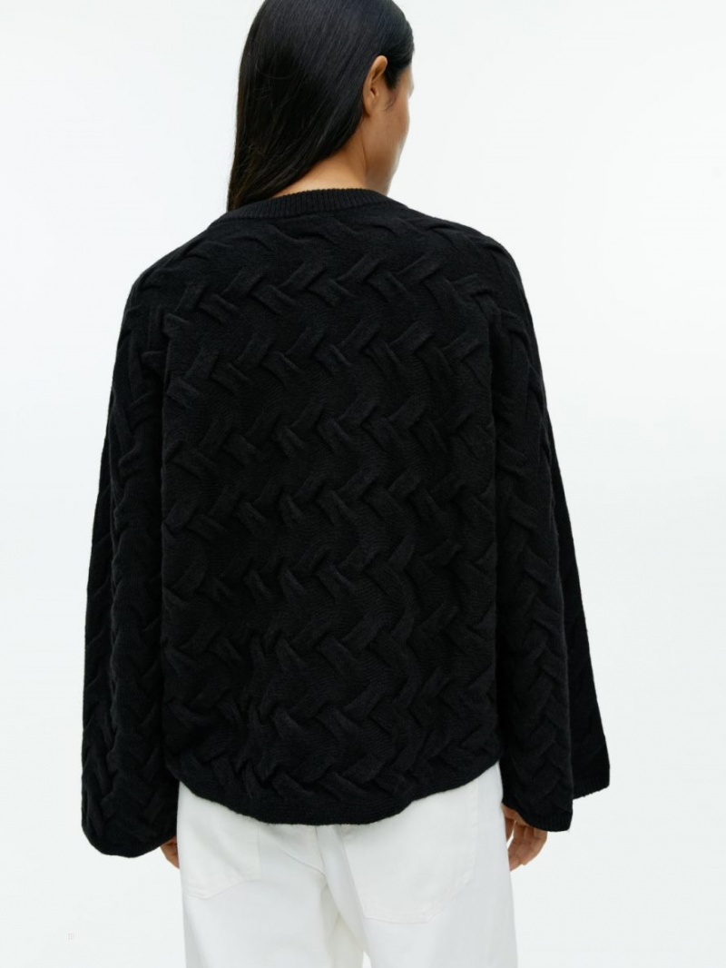 Pulover Arket Cable-Knit Lână Dama Negrii | Romania-DGXW35894