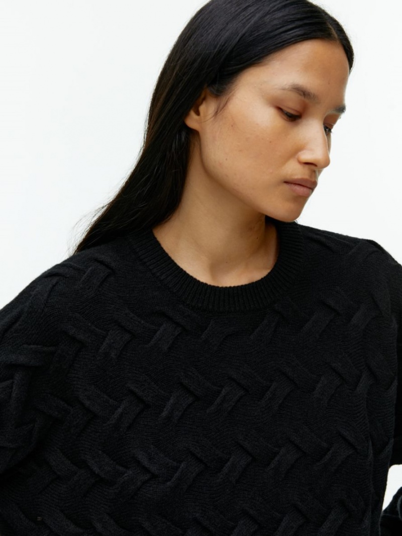 Pulover Arket Cable-Knit Lână Dama Negrii | Romania-DGXW35894