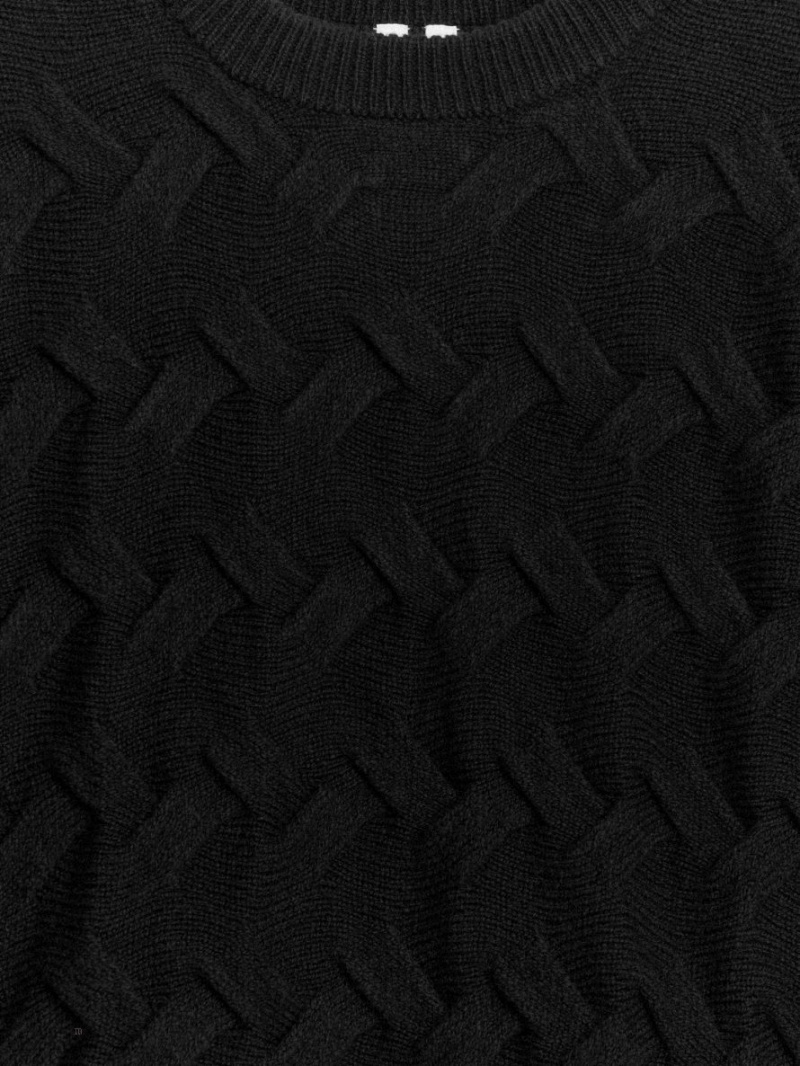 Pulover Arket Cable-Knit Lână Dama Negrii | Romania-DGXW35894