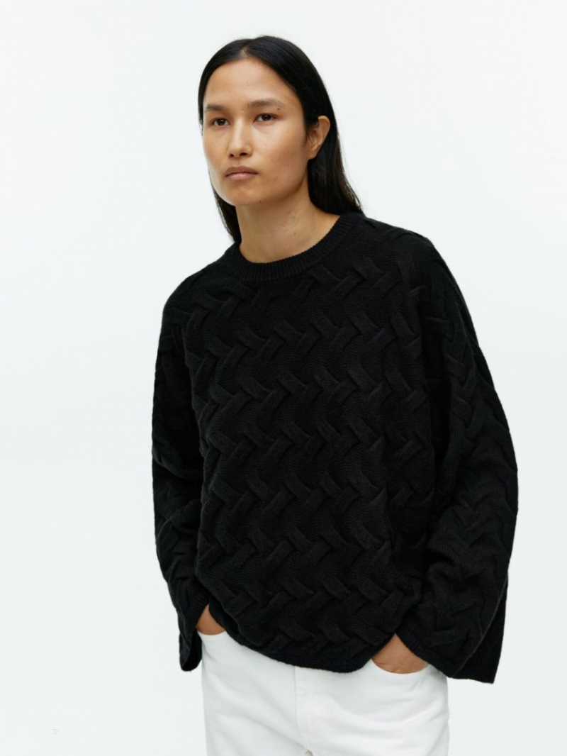 Pulover Arket Cable-Knit Lână Dama Negrii | Romania-DGXW35894