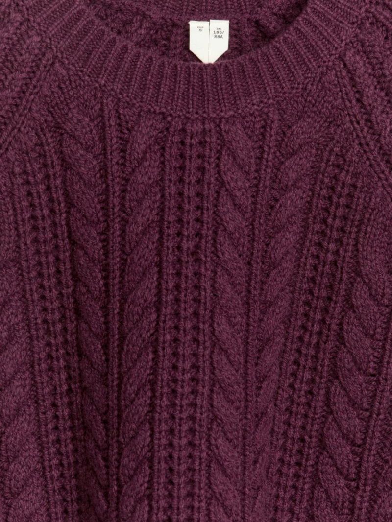 Pulover Arket Cable-Knit Lână Dama Rosii Inchis | Romania-NQAK81745
