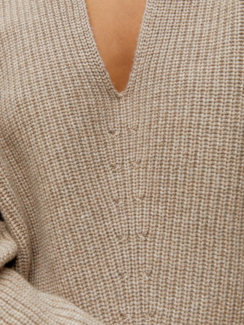 Pulover Arket Cashmere-Lână Dama Bej | Romania-XYAQ53627