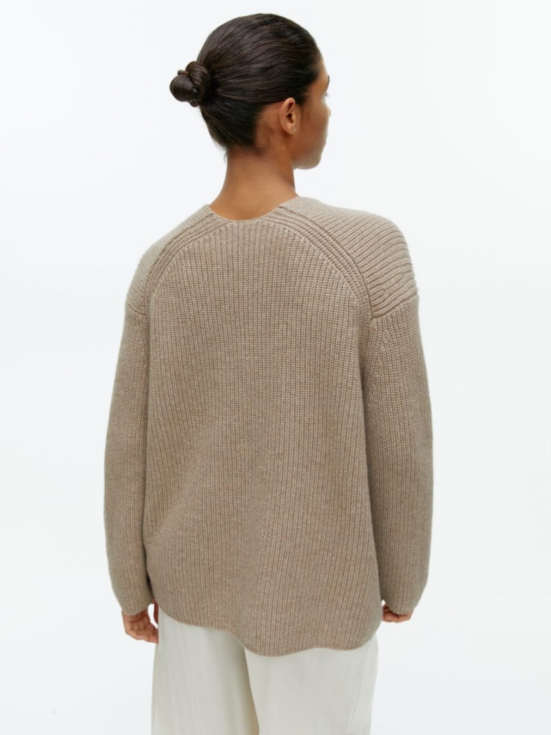 Pulover Arket Cashmere-Lână Dama Bej | Romania-XYAQ53627