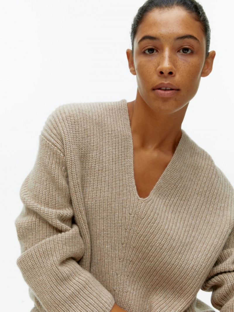 Pulover Arket Cashmere-Lână Dama Bej | Romania-XYAQ53627