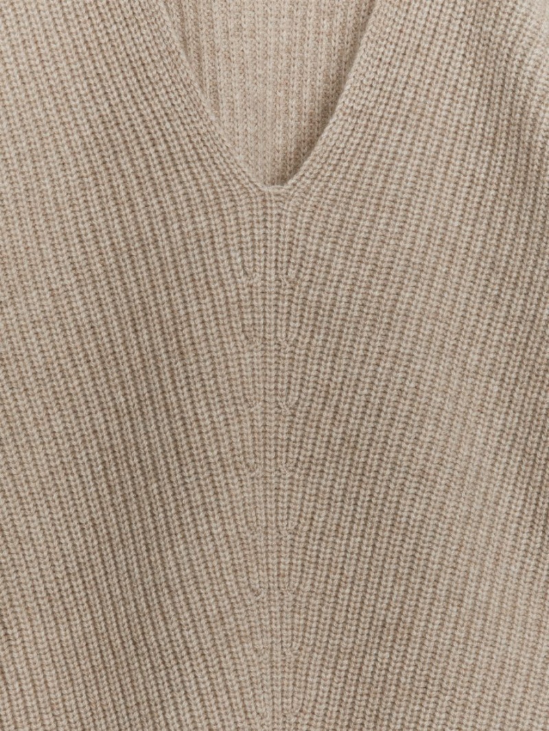 Pulover Arket Cashmere-Lână Dama Bej | Romania-XYAQ53627
