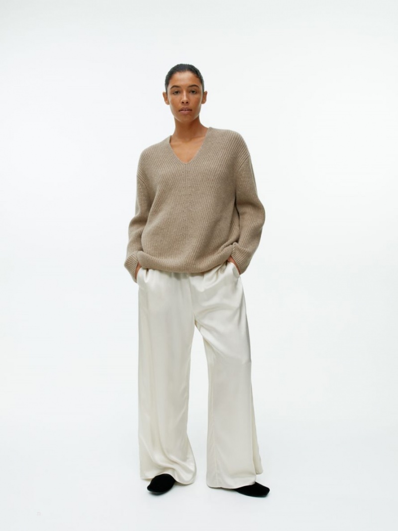 Pulover Arket Cashmere-Lână Dama Bej | Romania-XYAQ53627