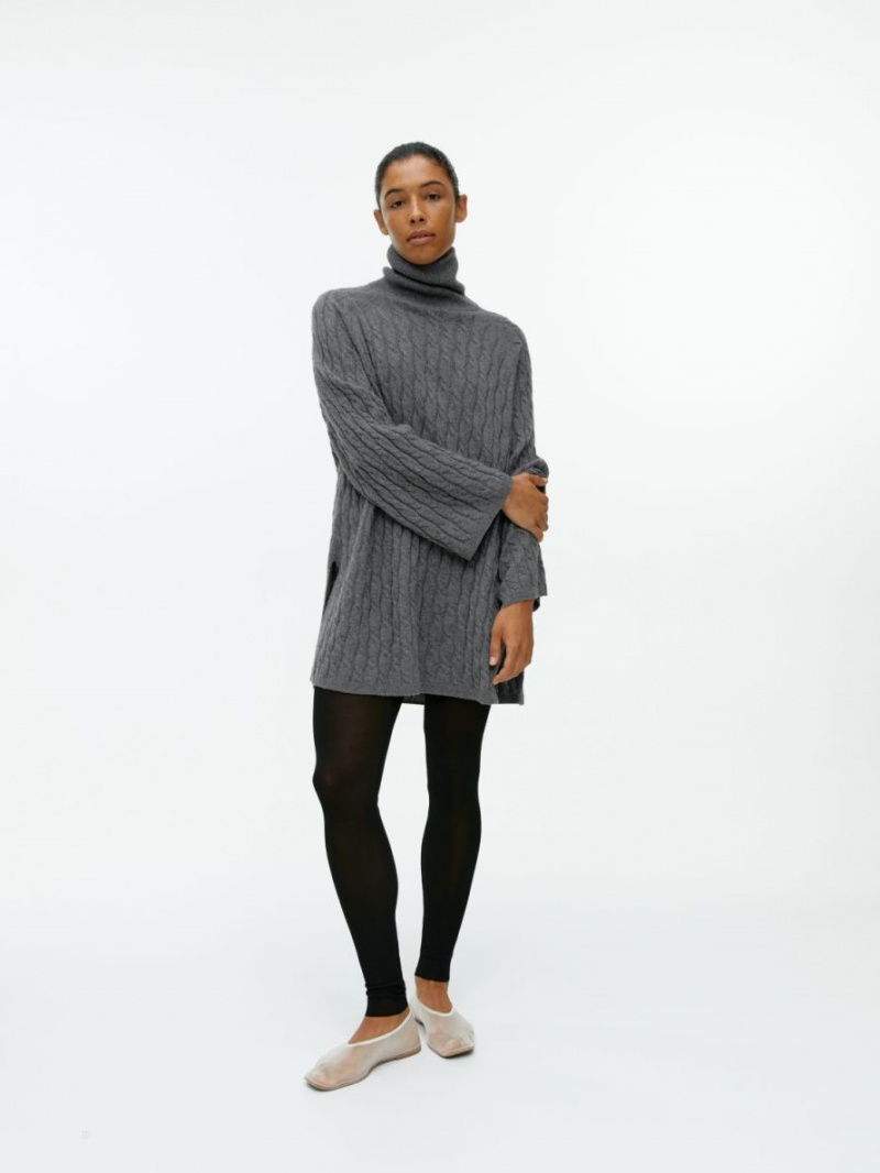 Pulover Arket Cashmere Cable-Knit Dama Gri | Romania-QRUS64782