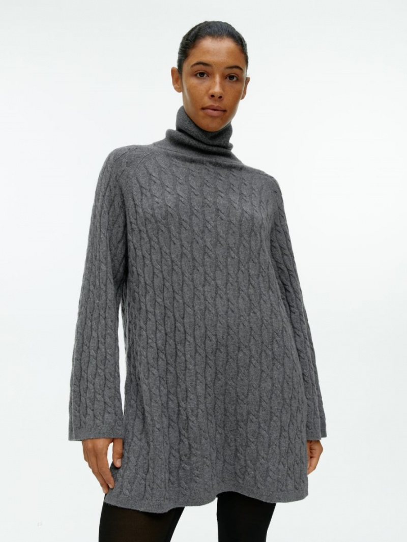 Pulover Arket Cashmere Cable-Knit Dama Gri | Romania-QRUS64782