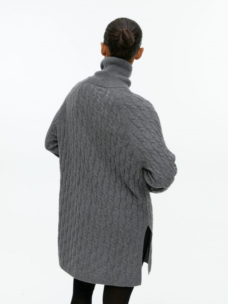 Pulover Arket Cashmere Cable-Knit Dama Gri | Romania-QRUS64782