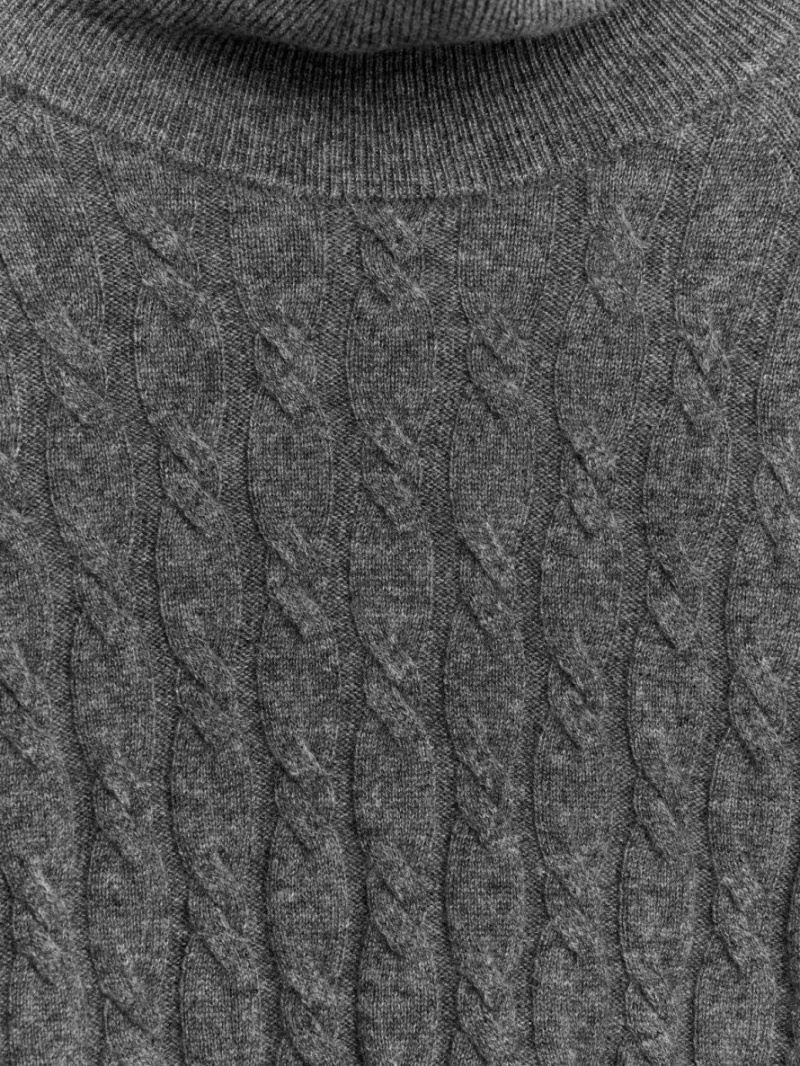 Pulover Arket Cashmere Cable-Knit Dama Gri | Romania-QRUS64782