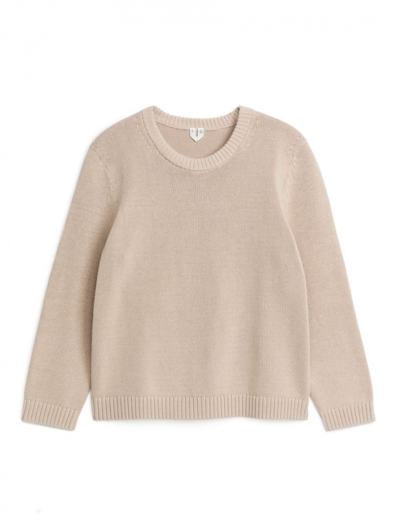 Pulover Arket Crew-Neck Dama Bej | Romania-WCDY73602