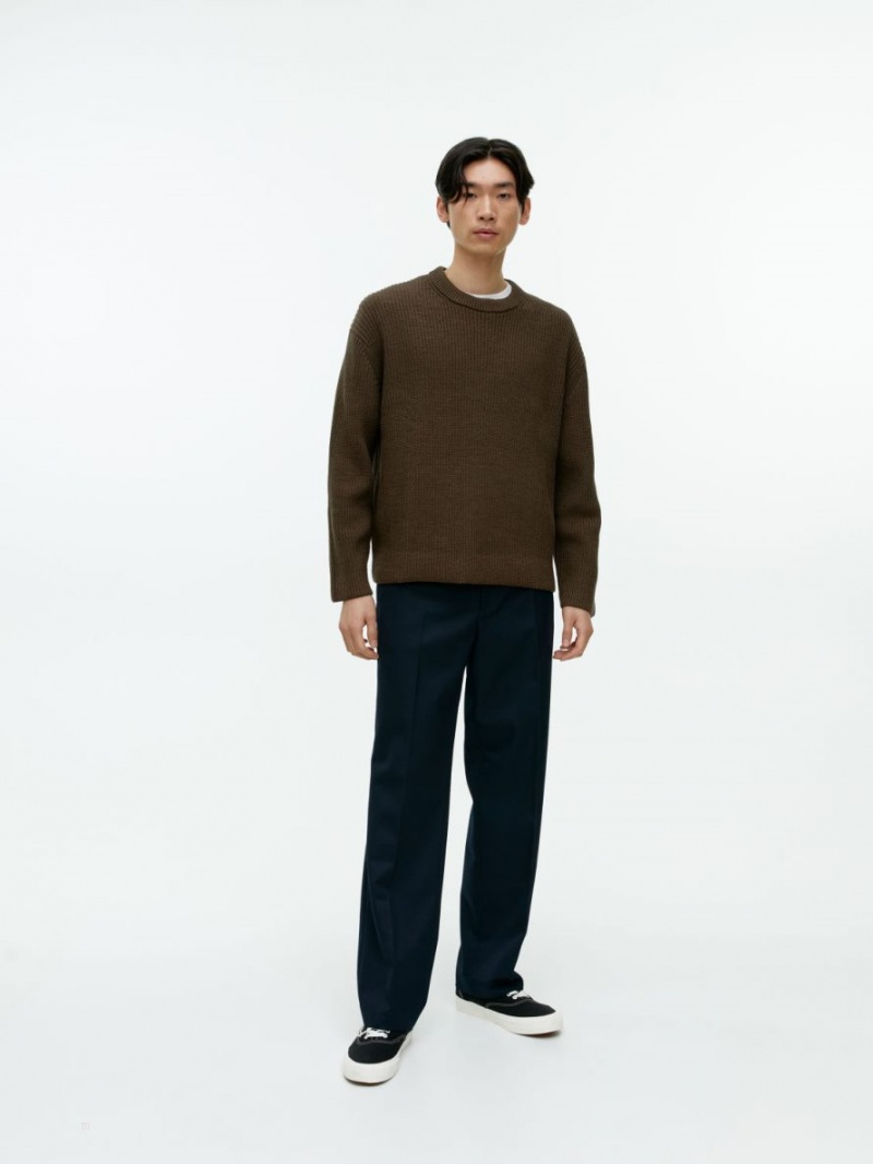Pulover Arket Crew-Neck Lână-Blend Barbati Maro | Romania-IKEO05986