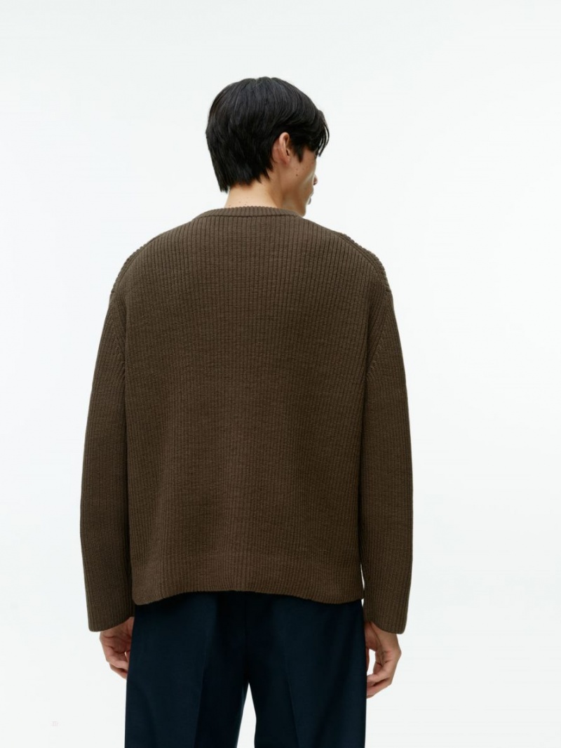 Pulover Arket Crew-Neck Lână-Blend Barbati Maro | Romania-IKEO05986