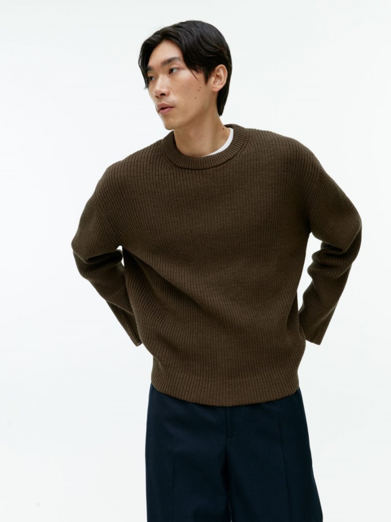 Pulover Arket Crew-Neck Lână-Blend Barbati Maro | Romania-IKEO05986