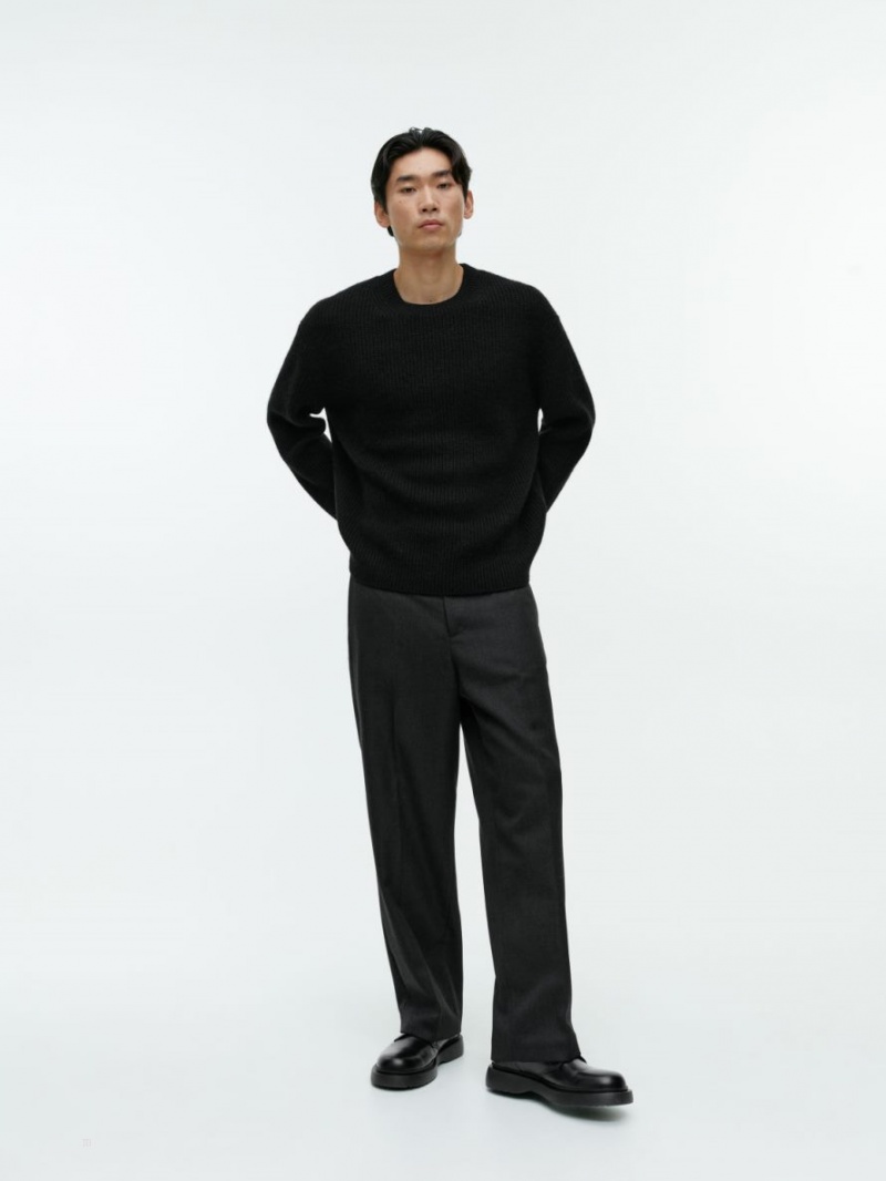 Pulover Arket Crewneck Barbati Negrii | Romania-UXSV78206