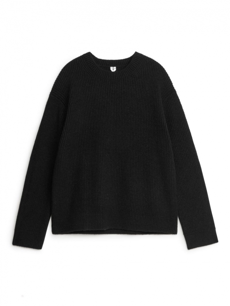 Pulover Arket Crewneck Barbati Negrii | Romania-UXSV78206