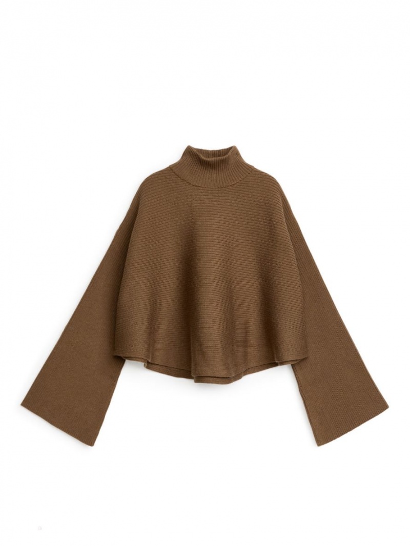 Pulover Arket Cropped Lână Bumbac Dama Maro | Romania-HBPY54698