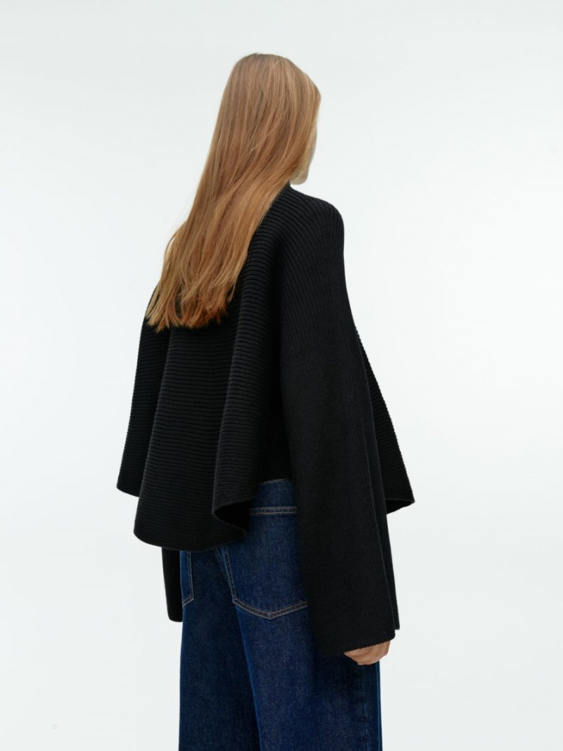 Pulover Arket Cropped Lână Bumbac Dama Negrii | Romania-PGEF01534