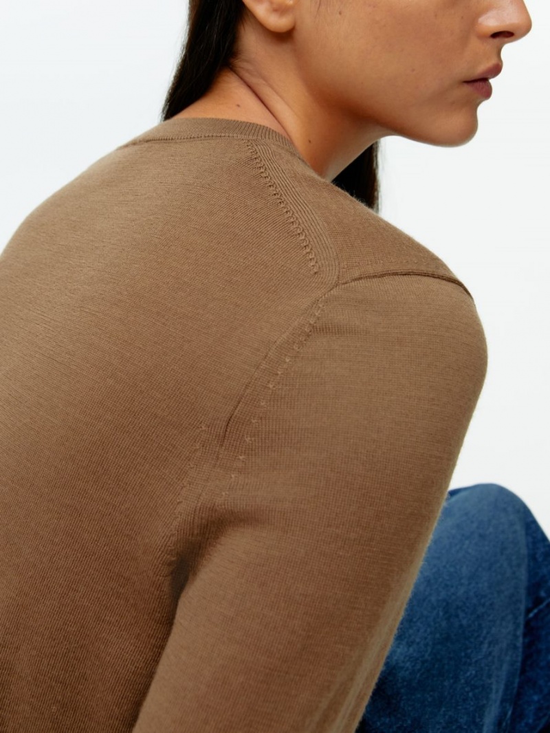 Pulover Arket Fine-Knit Merino Dama Bej Inchis | Romania-JXUI51048