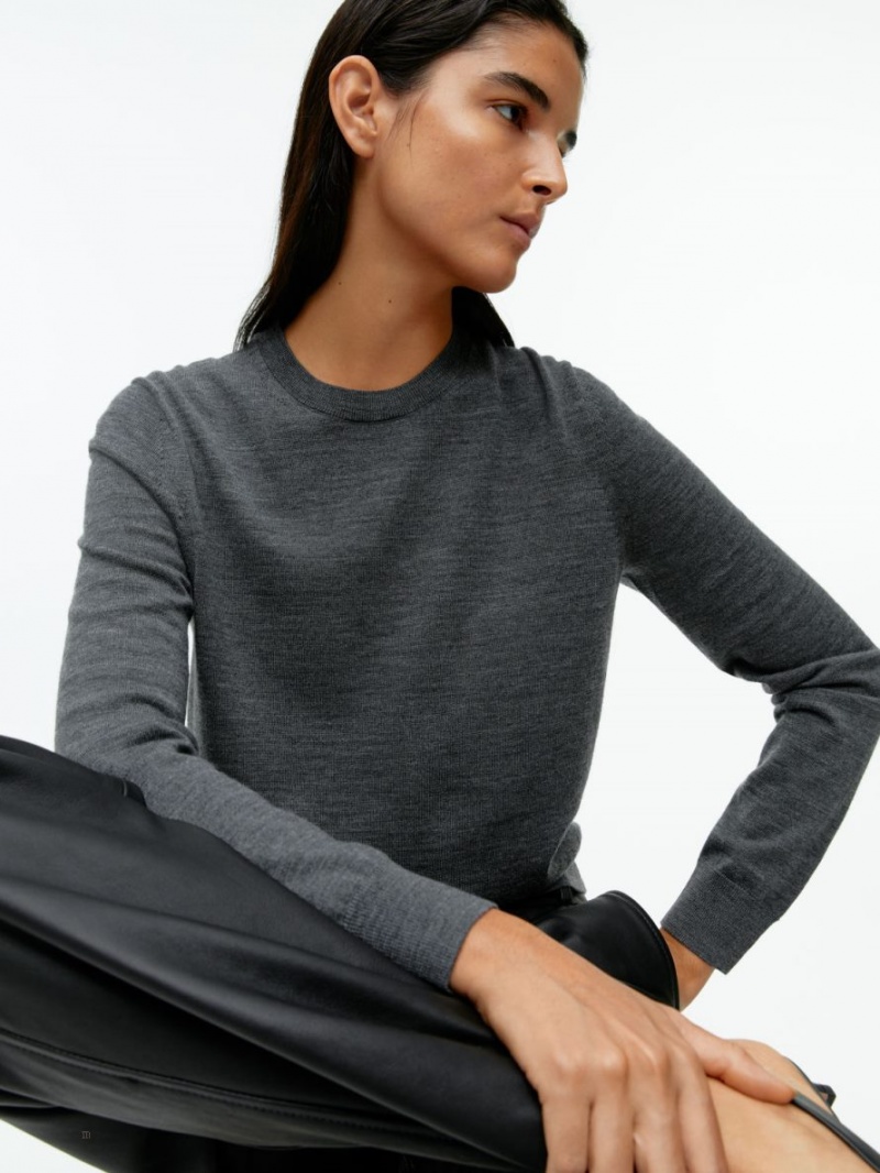Pulover Arket Fine-Knit Merino Dama Gri | Romania-JUVO32976
