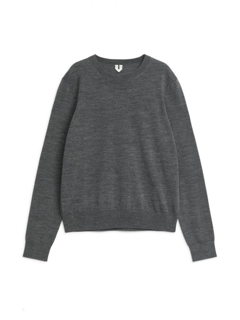 Pulover Arket Fine-Knit Merino Dama Gri | Romania-JUVO32976