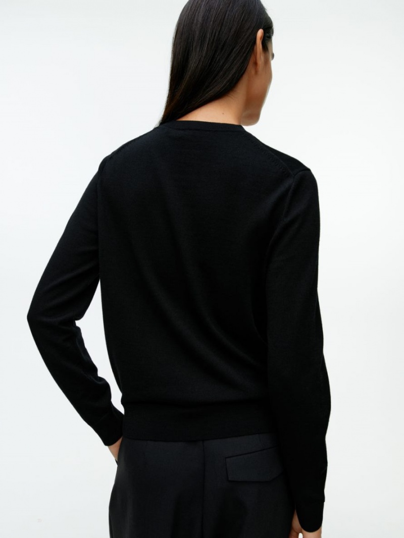 Pulover Arket Fine-Knit Merino Dama Negrii | Romania-ETNB17254