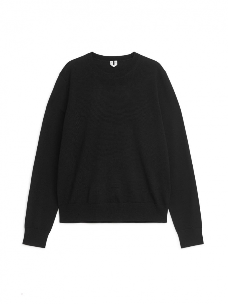 Pulover Arket Fine-Knit Merino Dama Negrii | Romania-ETNB17254