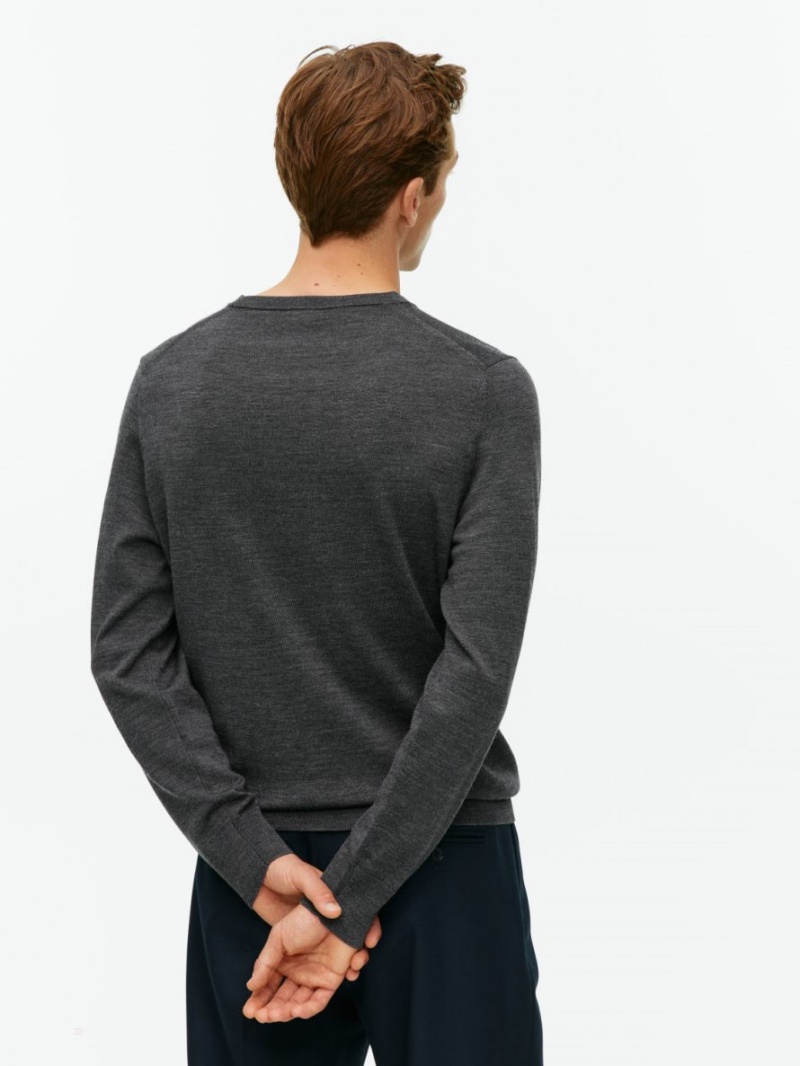 Pulover Arket Fine Knit Merino Barbati Gri Inchis | Romania-TMRN13946