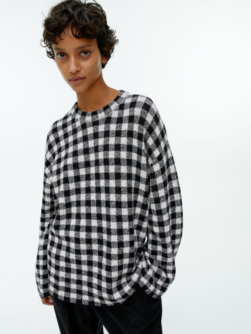 Pulover Arket Gingham Jacquard Dama Negrii Albi | Romania-SPFX36457