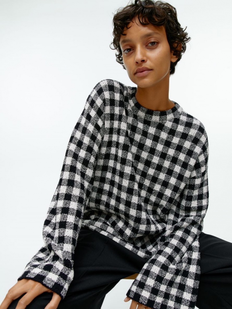 Pulover Arket Gingham Jacquard Dama Negrii Albi | Romania-SPFX36457