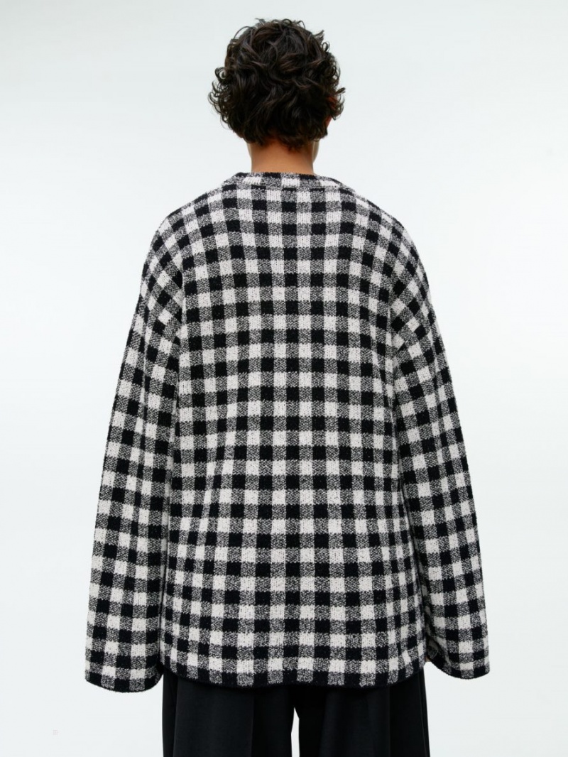 Pulover Arket Gingham Jacquard Dama Negrii Albi | Romania-SPFX36457