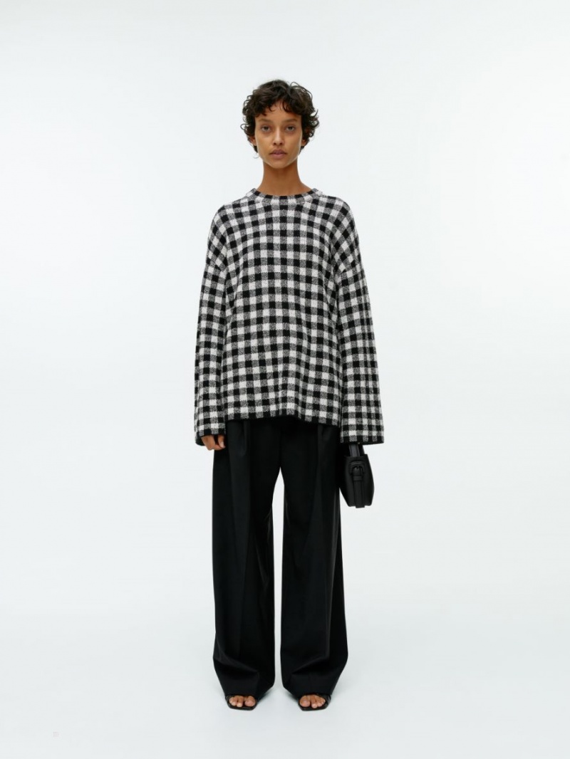 Pulover Arket Gingham Jacquard Dama Negrii Albi | Romania-SPFX36457