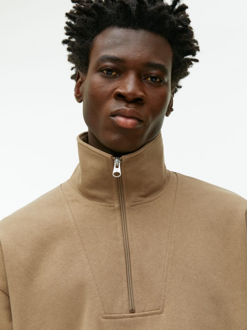 Pulover Arket Half-Zip Bumbac Barbati Maro | Romania-SEWG54806