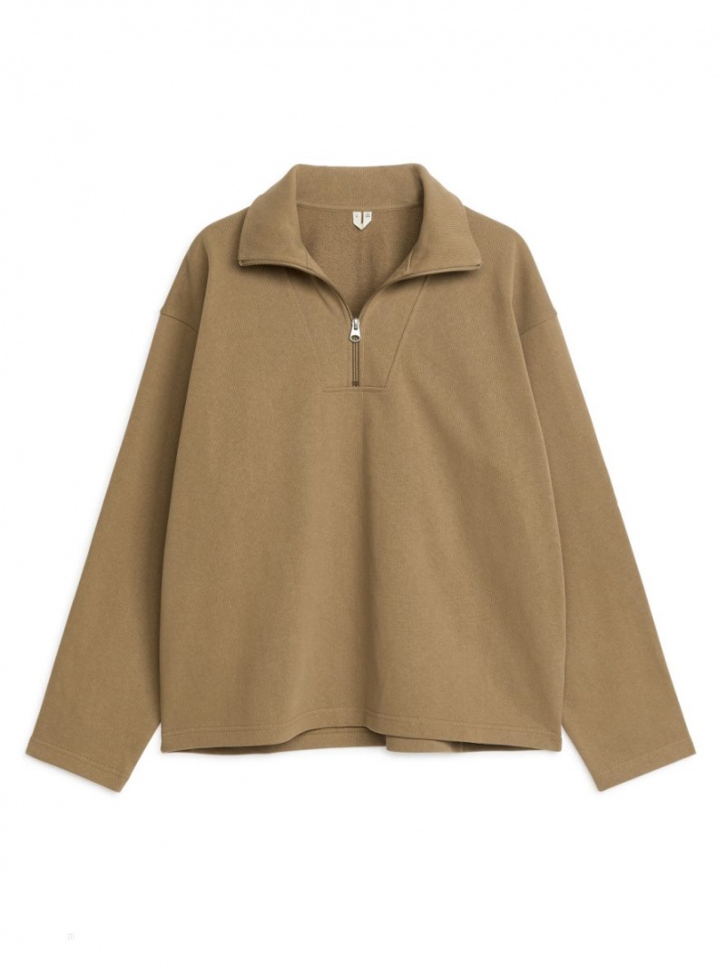Pulover Arket Half-Zip Bumbac Barbati Maro | Romania-SEWG54806
