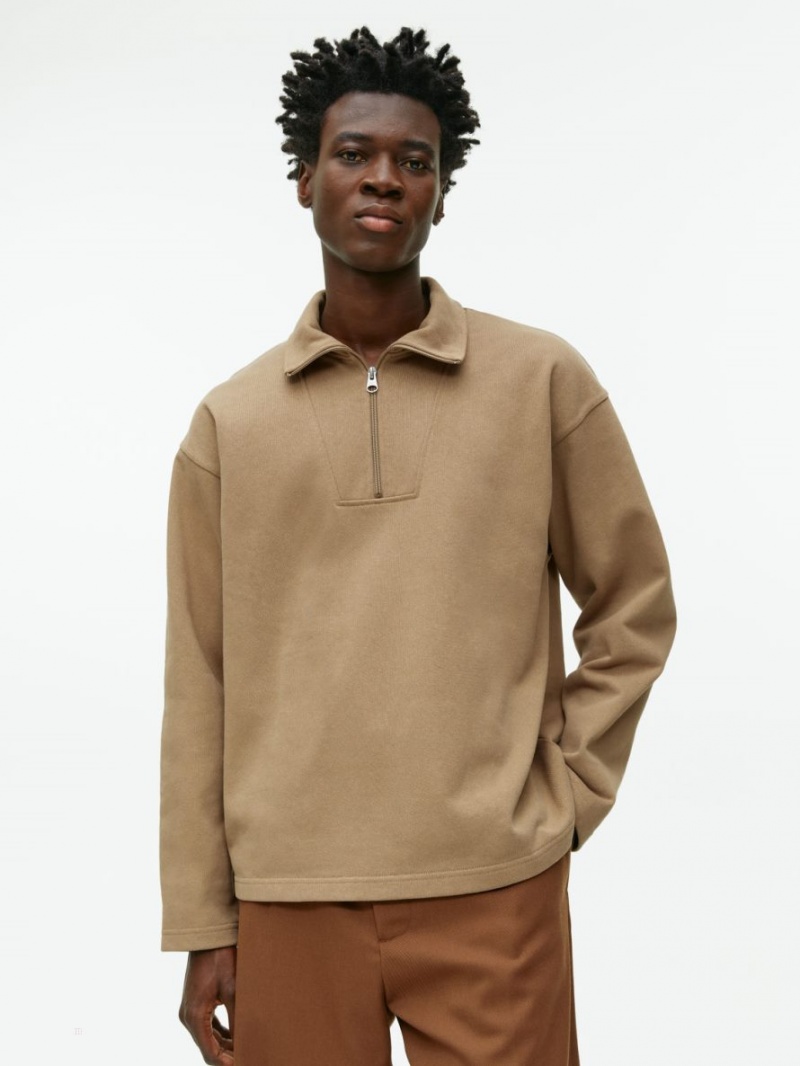 Pulover Arket Half-Zip Bumbac Barbati Maro | Romania-SEWG54806
