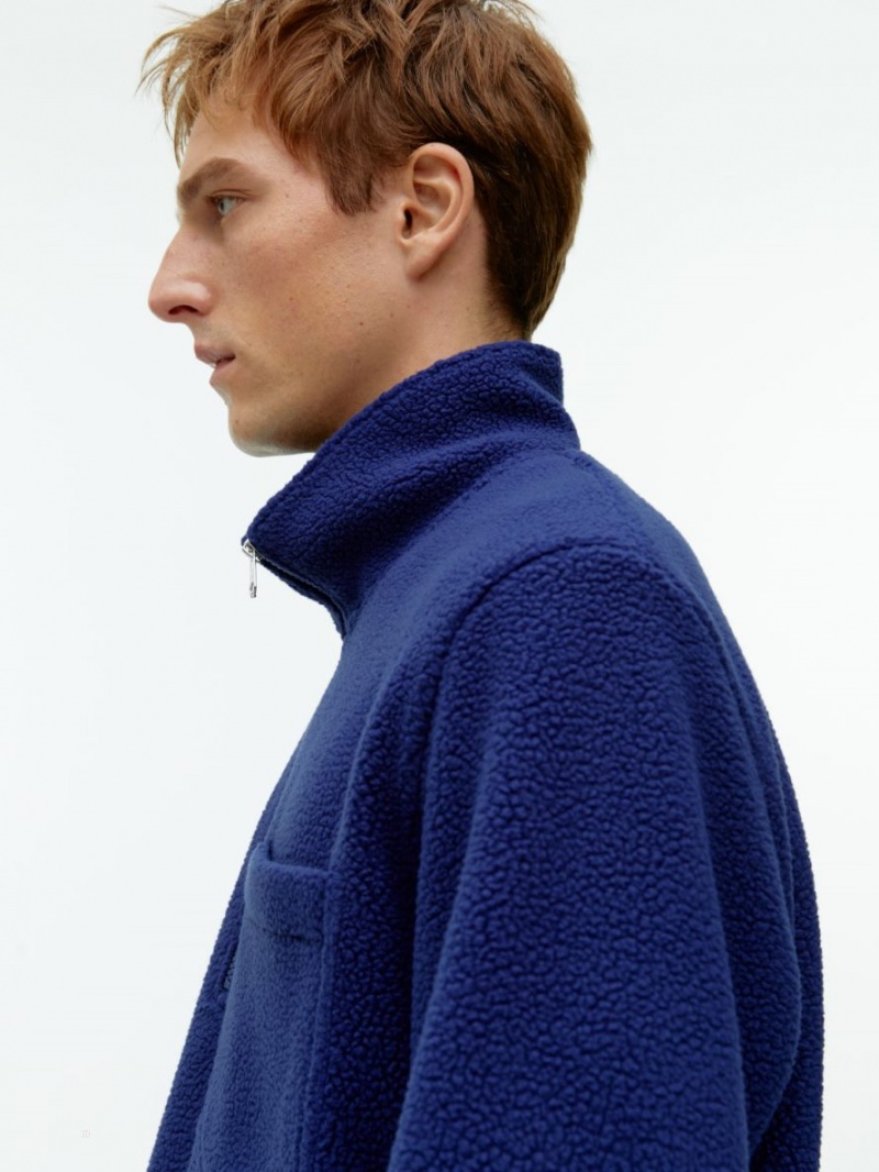 Pulover Arket Half-Zip Fleece Barbati Albastri | Romania-TFXI62418