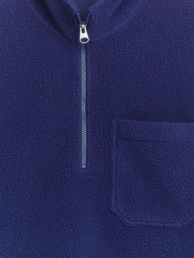 Pulover Arket Half-Zip Fleece Barbati Albastri | Romania-TFXI62418