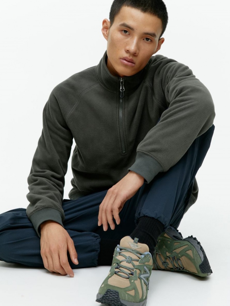 Pulover Arket Half-Zip Fleece Barbati Gri Inchis | Romania-SIKE01924