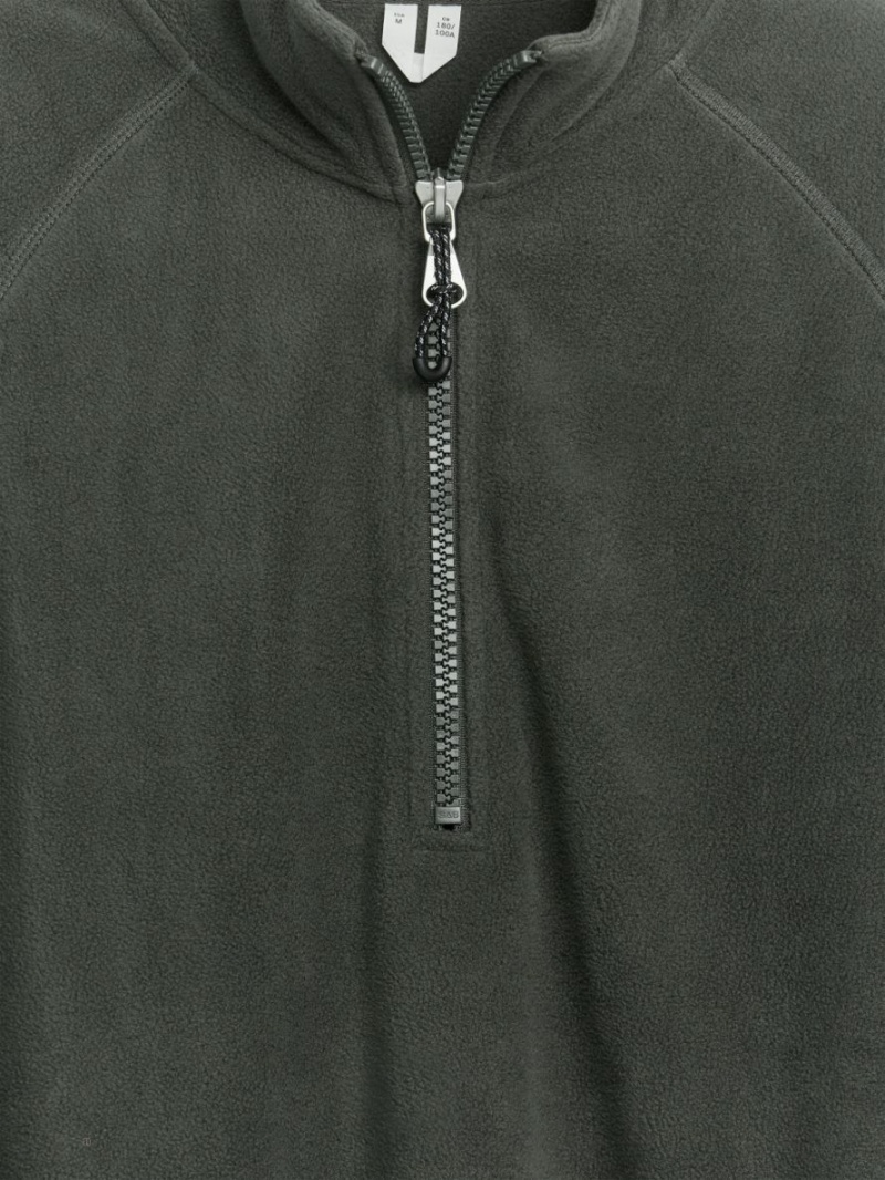 Pulover Arket Half-Zip Fleece Barbati Gri Inchis | Romania-SIKE01924