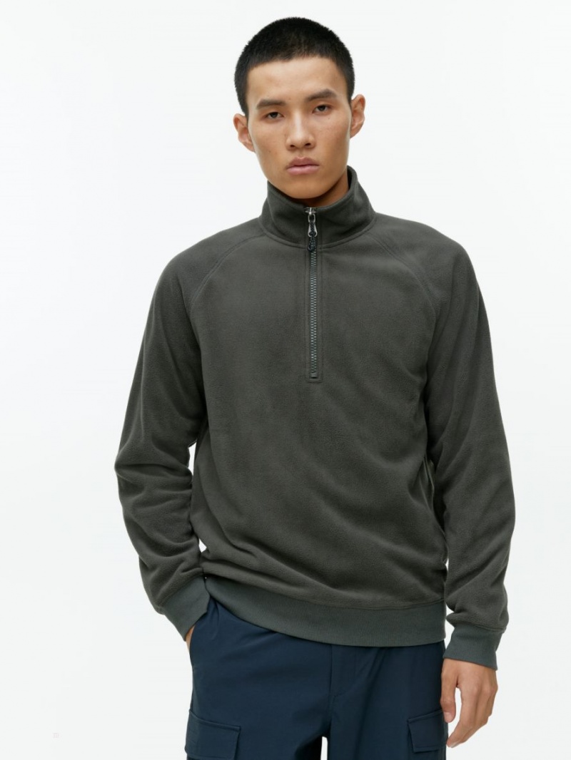 Pulover Arket Half-Zip Fleece Barbati Gri Inchis | Romania-SIKE01924