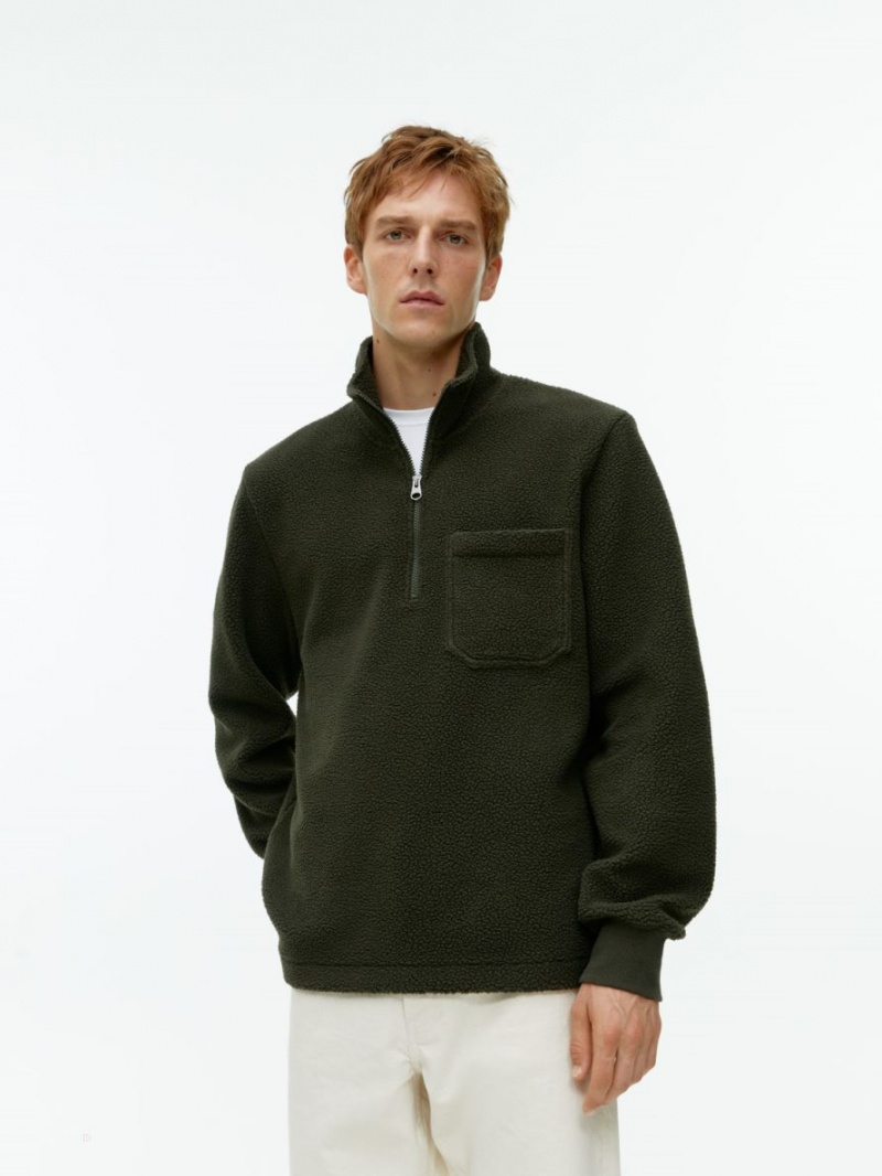 Pulover Arket Half-Zip Fleece Barbati Verzi Inchis | Romania-FGRL19532