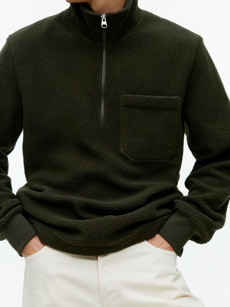 Pulover Arket Half-Zip Fleece Barbati Verzi Inchis | Romania-FGRL19532
