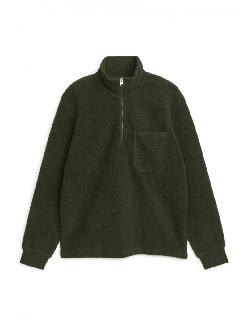 Pulover Arket Half-Zip Fleece Barbati Verzi Inchis | Romania-FGRL19532