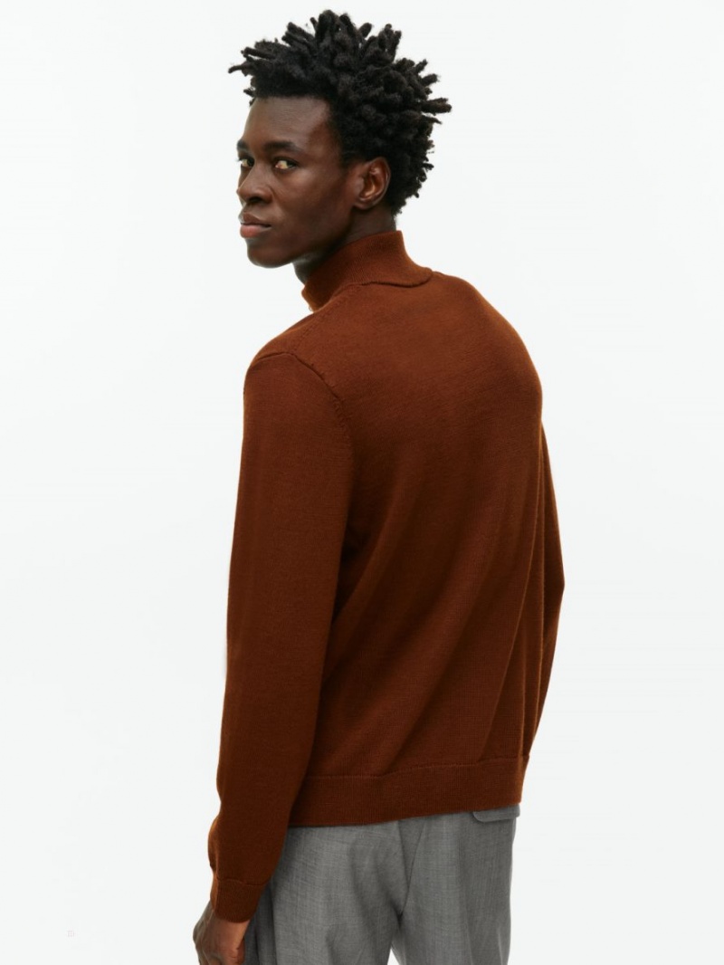 Pulover Arket Half-Zip Lână Barbati Maro | Romania-HXDO02714