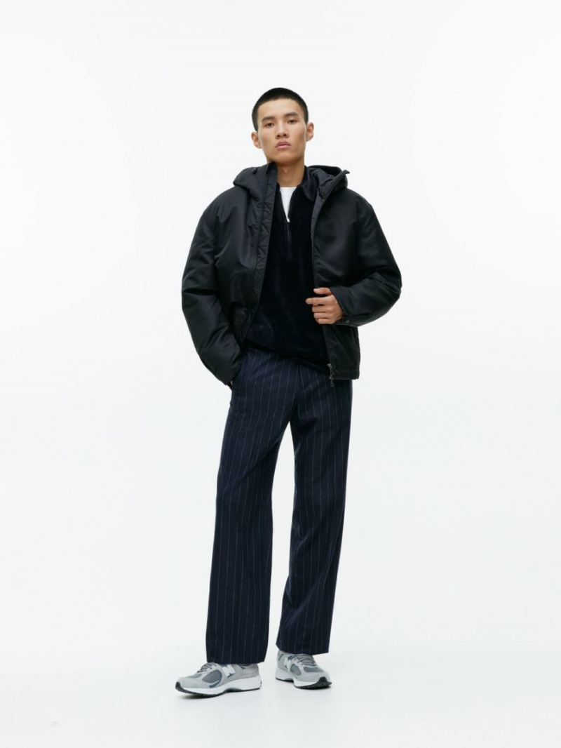 Pulover Arket Half-Zip Velour Barbati Albastri Inchis | Romania-UYJA26734