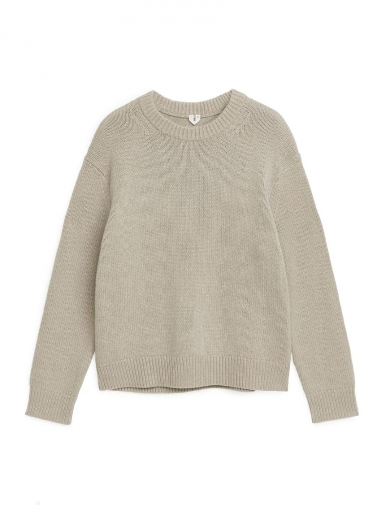 Pulover Arket Heavy Knit Lână Barbati Bej | Romania-ALMY07621