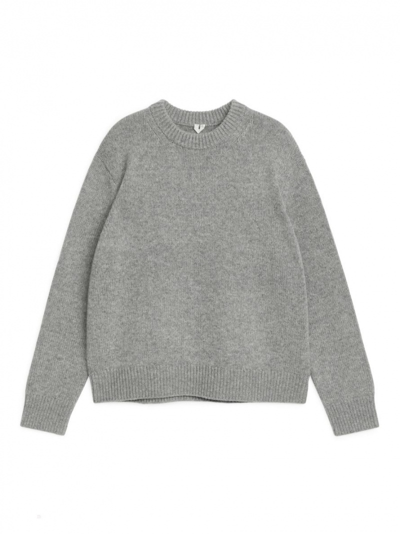 Pulover Arket Heavy Knit Lână Barbati Gri | Romania-WBSA54298